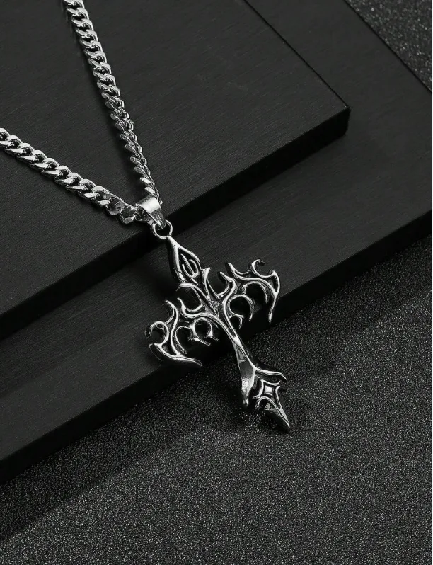 Flame Cross Pendant Chain