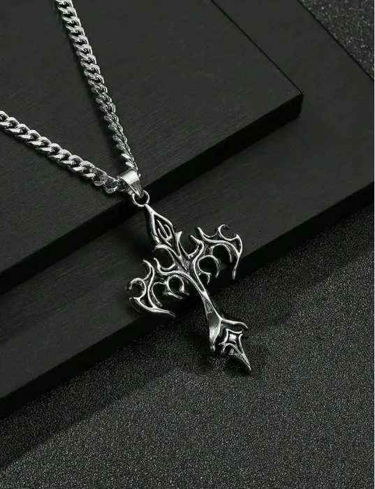 Flame Cross Pendant Chain